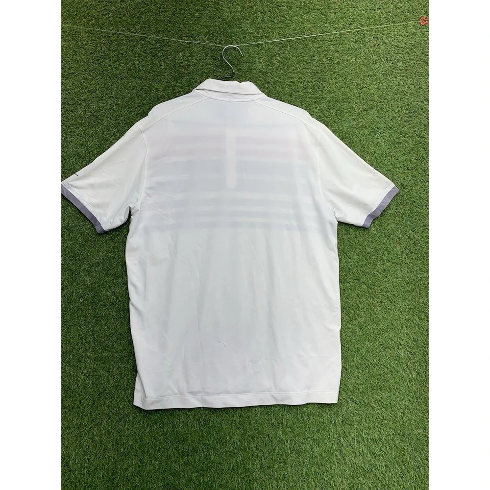 Tiger Woods Nike Polo Shirt Mens Large Striped Purple Golf Outdoor Beach Comfort